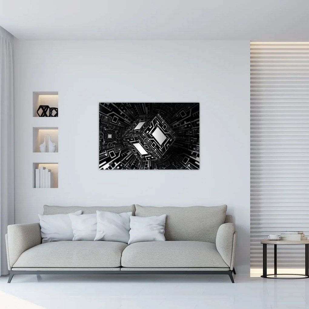 Tablou cu un cub abstract (90x60 cm)