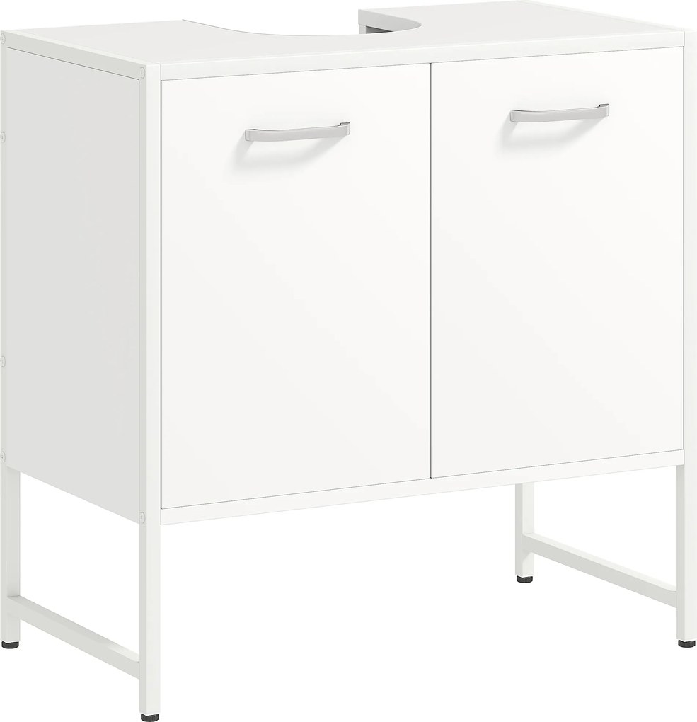 HOMCOM Dulap pentru sub lavoar, mobilier de baie cu 2 uși cu închidere lentă și raft reglabil, alb | Aosom Romania