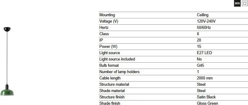 Lustra/Pendul metal TATAWIN S negru, verde