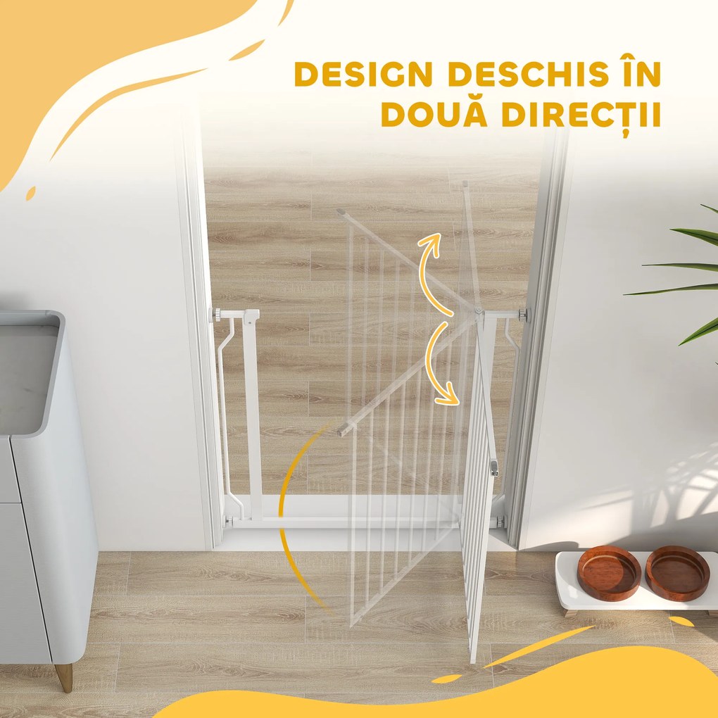 PawHut Cancel de Siguranță Larg pentru Câini, cu Ușă sub Presiune, pentru Uși, Holuri, Scări - Alb | Aosom Romania