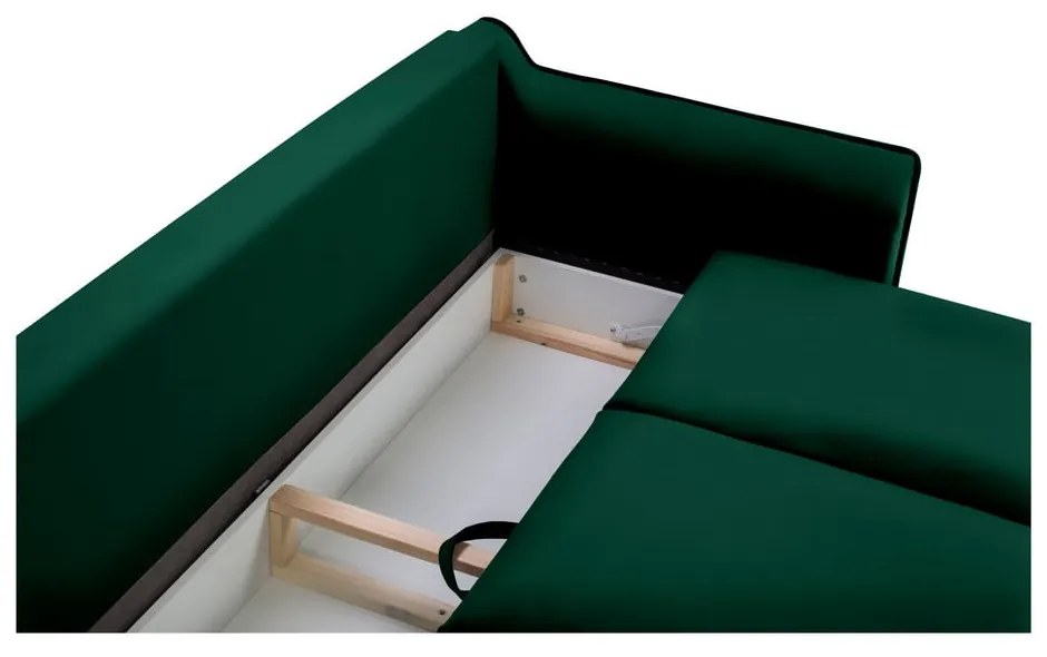 Canapea extensibilă din catifea Kooko Home Basso, verde