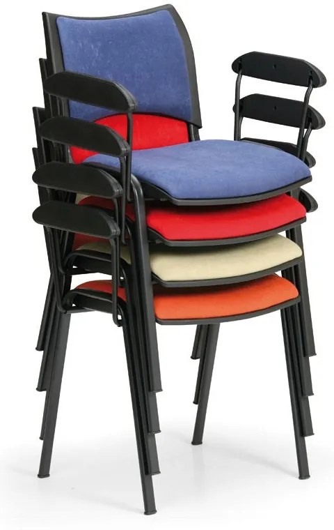 Scaun de conferinta SMART - picioare negre cu cotiere, negru