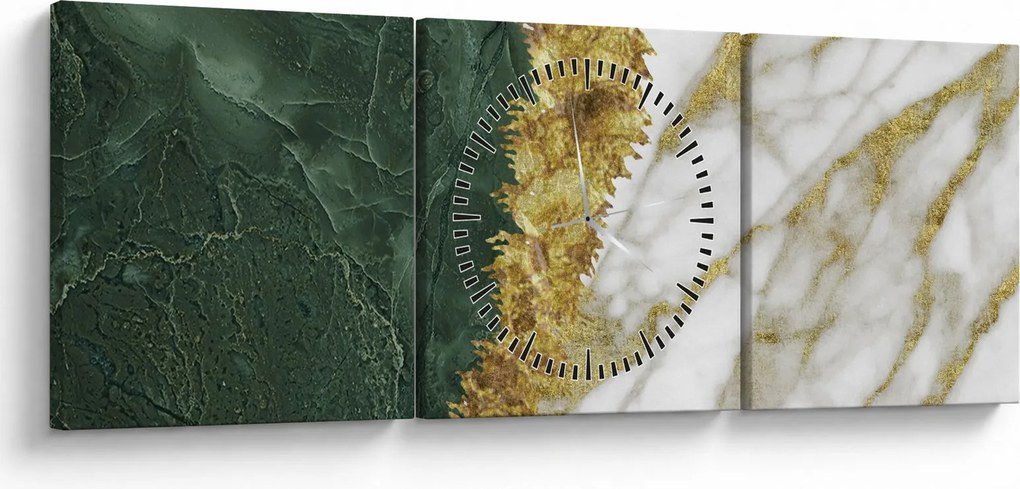 Tablou - Marmură verde N⁰1 (cu ceas) (90x30 cm)