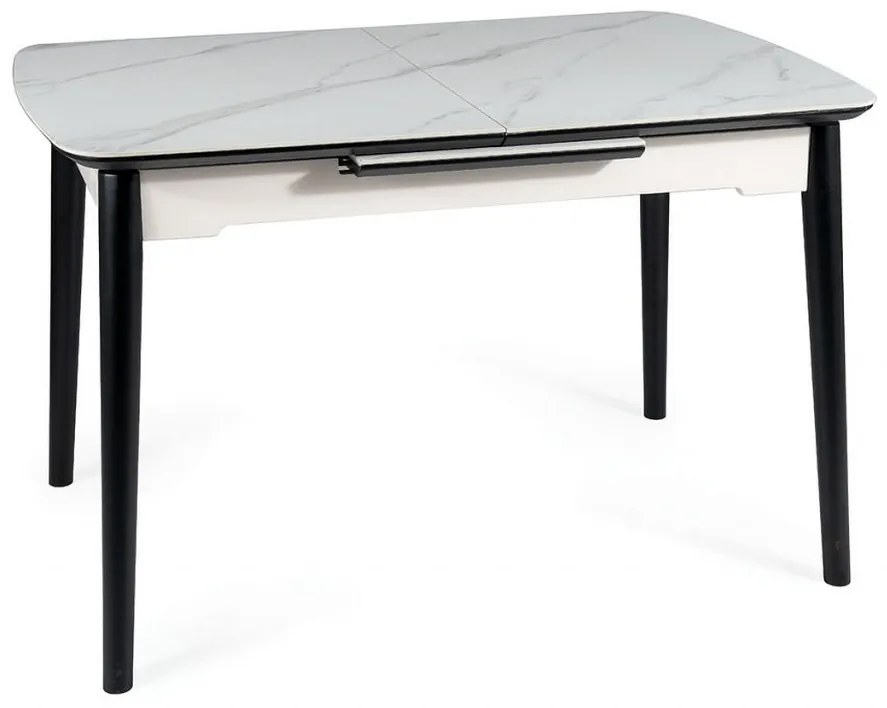 Masa extensibila Apollo Ceramica marmura alba/negru mat - L120-160 cm