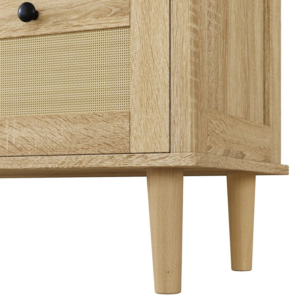 Comodă cu 4 sertare din ratan, 80x40x80 cm, Culoare naturală