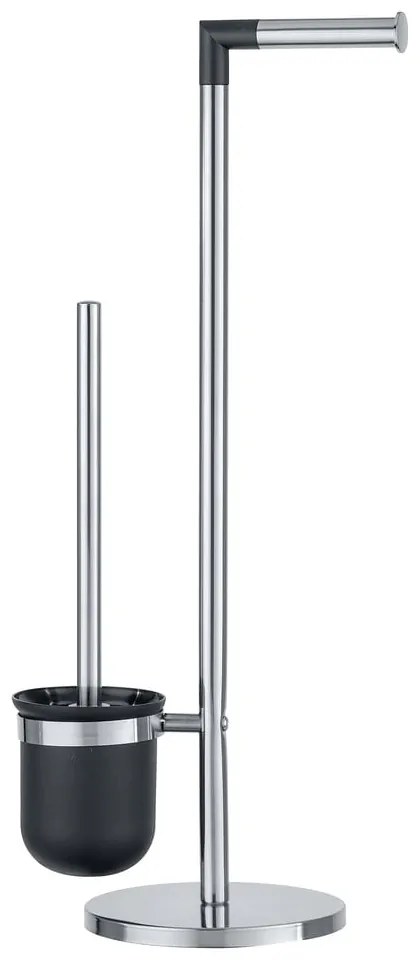 Perie WC cu suport pentru hârtia de toaletă Wenko Parus, argintiu