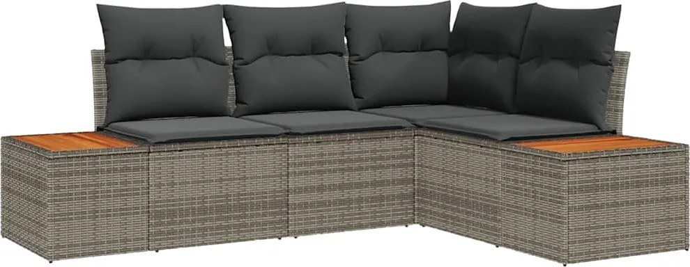 vidaXL Set de canapele pentru grădină cu pernă 5 pcs Bej Rattan poli