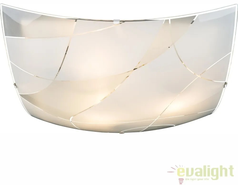 Plafoniera design elegant din sticla satin cu linii decorative 40x40 cm Paranja 40403-3 GL