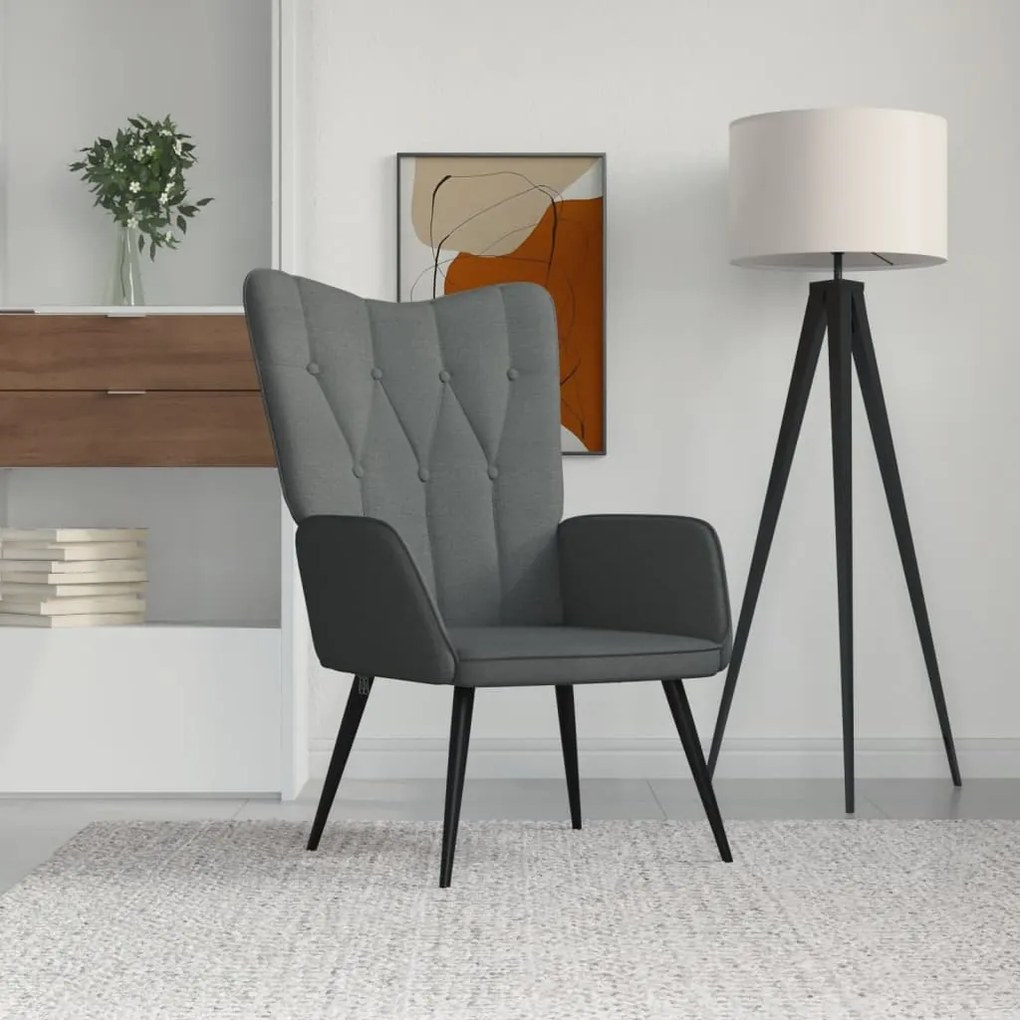 327546 vidaXL Scaun de relaxare, gri închis, material textil