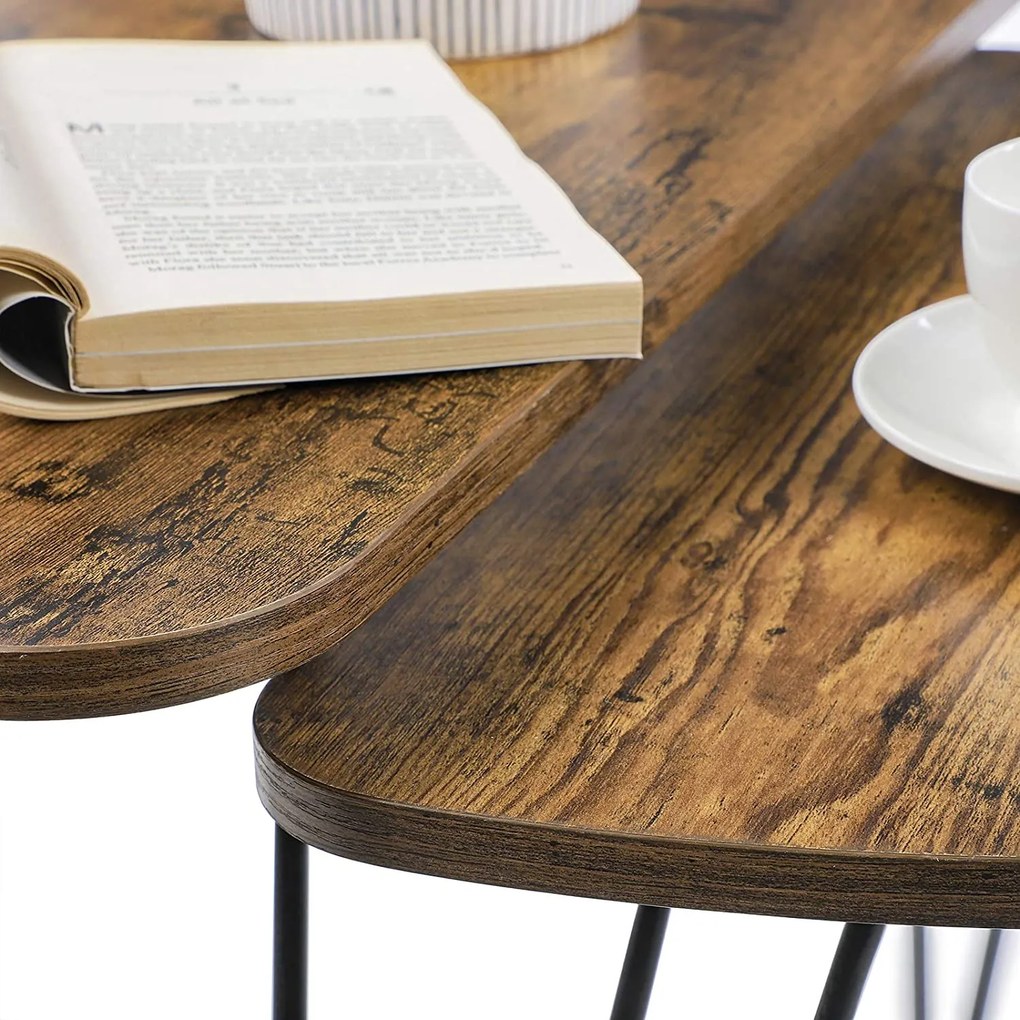 Masute de cafea de design TAYLOR set 2 buc, rustic maro.