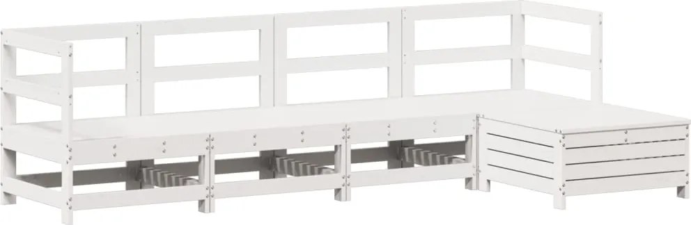 vidaXL Set canapea de grădină, 5 piese, alb, lemn masiv de pin