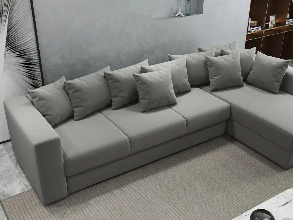 Colțar extensibil dumonde cu ladă de depozitare si sezut confortabil din spuma high-density, Gloria Royal Grey II 320x183 cm