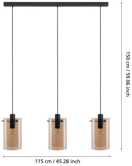 Lustră pe cablu POLVERARA 3xE27/40W/230V Eglo 39539