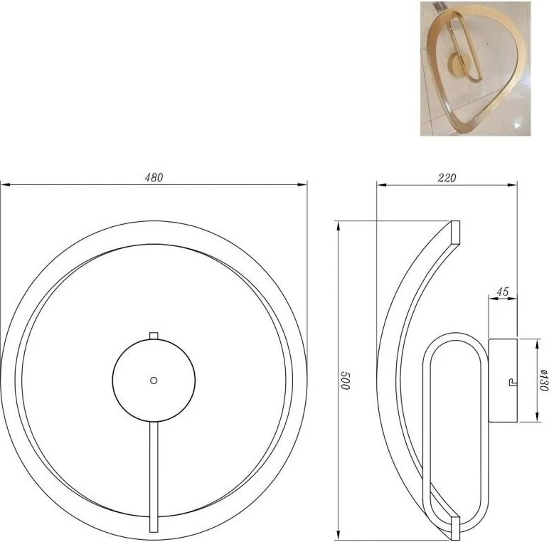Lustra aplicata LED VELENNE auriu