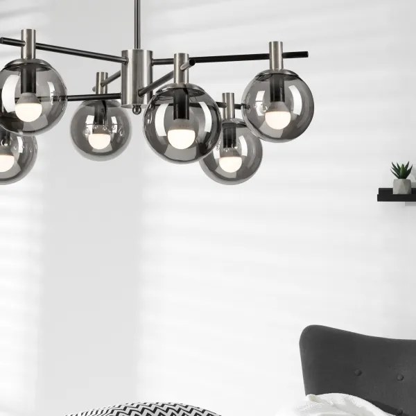 Lustră pe tijă LILOU 6xE14/5W/230V crom mat/fumuriu