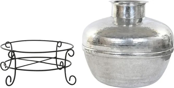 Vază decorativă de mari dimensiuni, stil modern elegant, culoare argintiu, din aluminiu, „Silver”