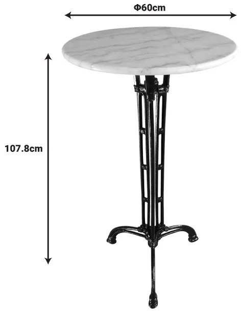 Masa de bar Meppo, Pako World, fonta, Alb-Negru, 60x60x107 cm