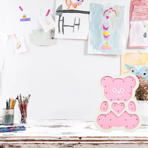 Lampă LED pentru copii LED/2xAA ursuleț roză