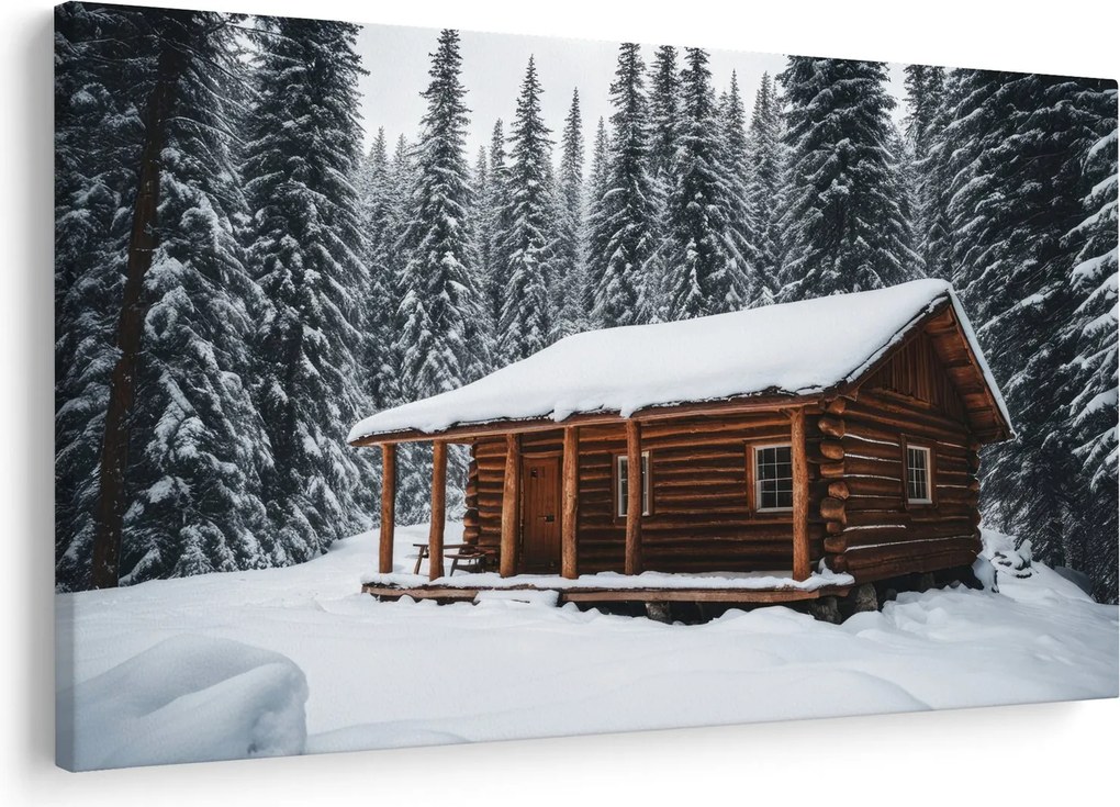 Tablou - Cabană acoperită de zăpadă (90x60 cm)