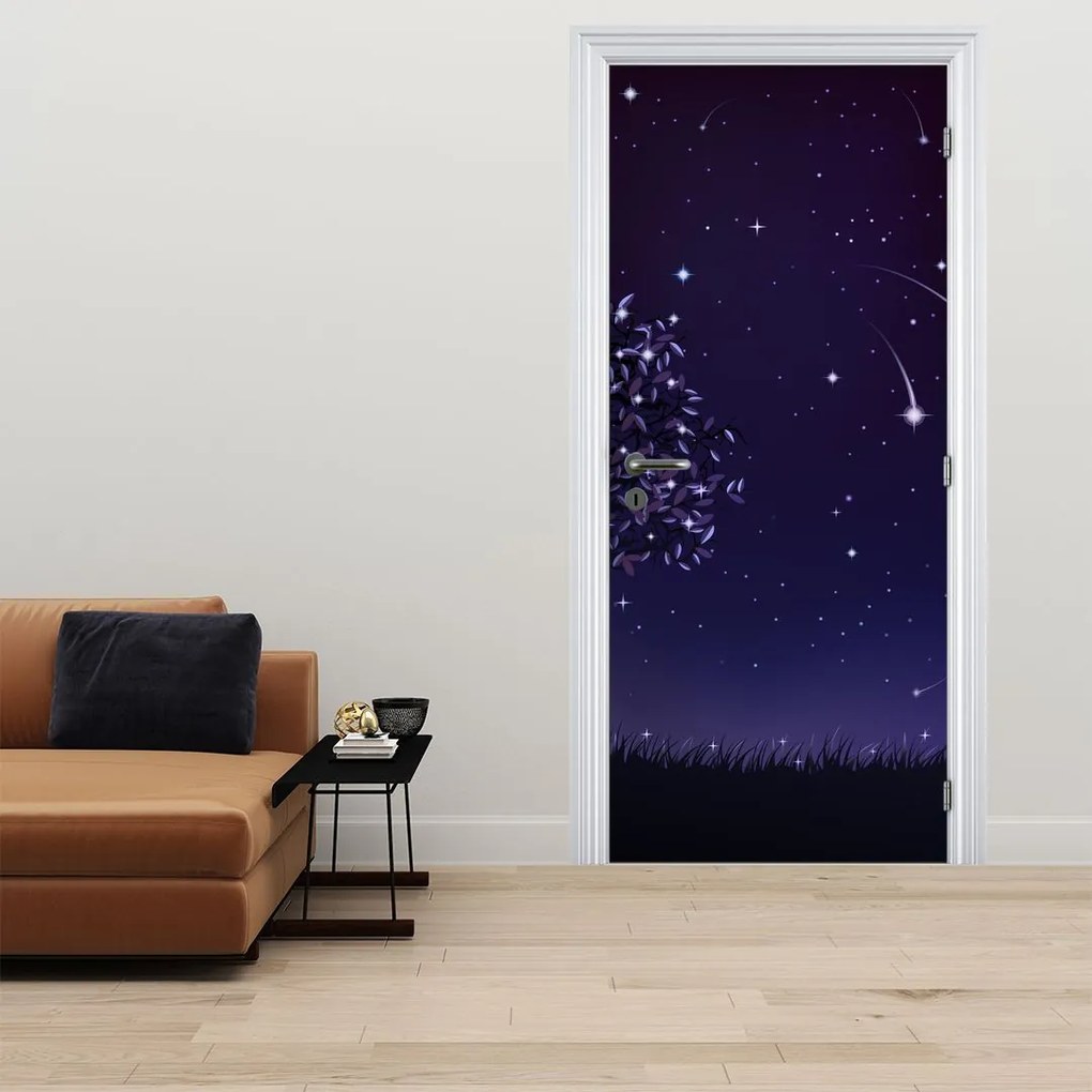 Fototapet pentru ușă - Noapte surprinsă prin ilustrație (95x205cm)