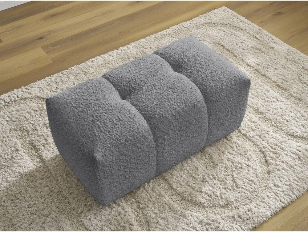 Taburet gri cu tapițerie din țesătură bouclé Roxelane – Bobochic Paris