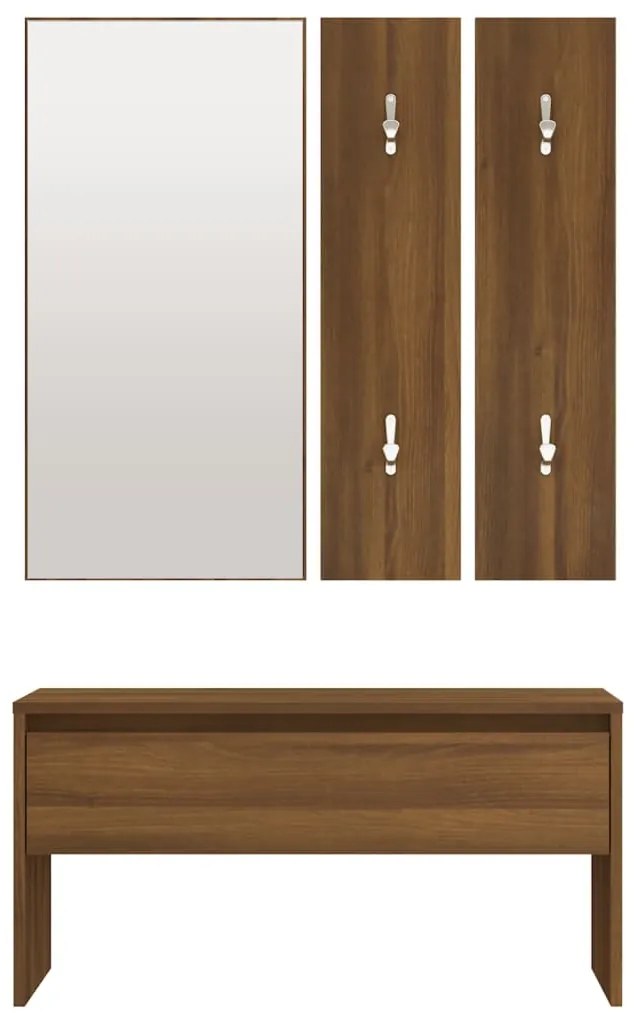 Set de mobilier pentru hol, stejar maro, lemn prelucrat