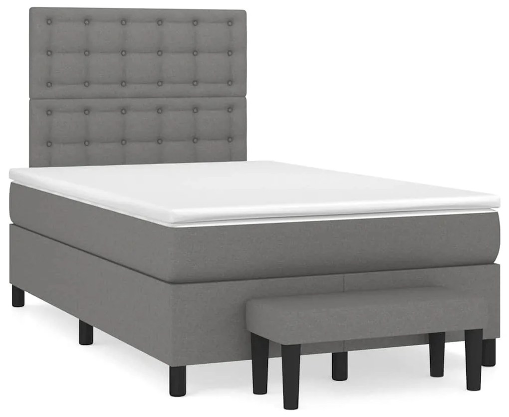 vidaXL Pat box spring cu saltea, gri închis, 120x190 cm, textil