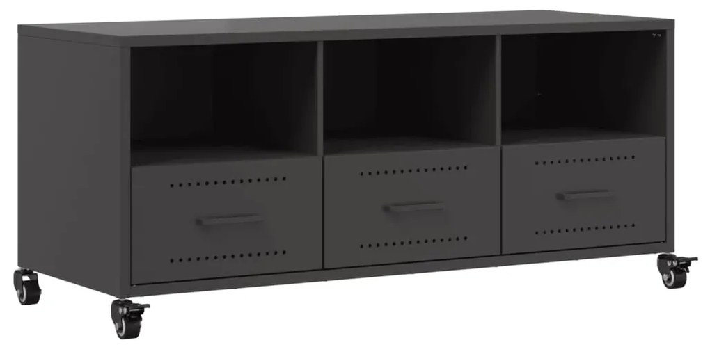 846692 vidaXL Dulap TV, negru, 100,5x39x43,5 cm, oțel