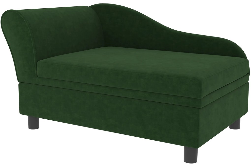 PawHut Canapea câini pisici pe picioare cu depozitare stil modern perne de șezut detașabile 76 x 45 x 43 cm verde | Aosom Romania