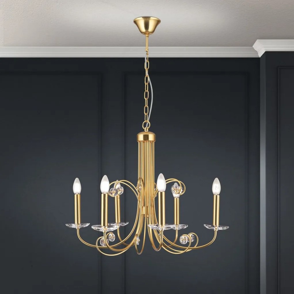 Candelabru stil clasic cu cristal K9 ARIANE 6L auriu