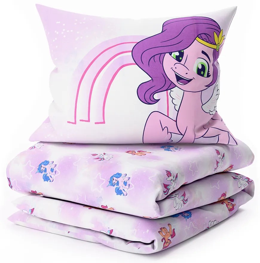 Lenjerie de pat din bumbac MY LITTLE PONY STARS alb pentru copii Dimensiune lenjerie de pat: 60 x 70 cm | 140 x 200 cm