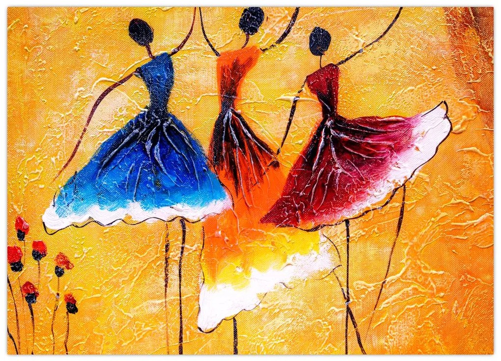 Tablou pe sticlă - Pictură în ulei, balerina (70x50 cm)