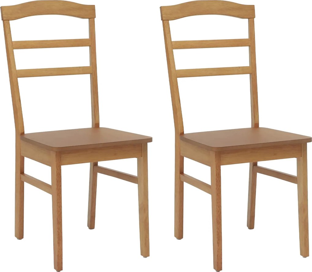 vidaXL Scaun de sufragerie 2 pcs natural Lemn Solid de Cauciuc