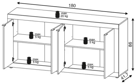 Comodă RUNEA maro închis/antracit