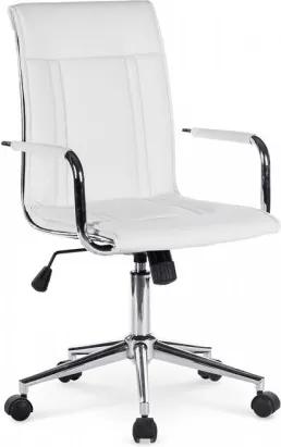 Scaun de birou ergonomic, tapitat cu piele ecologica Porto II White, l53xA57xH97-107 cm