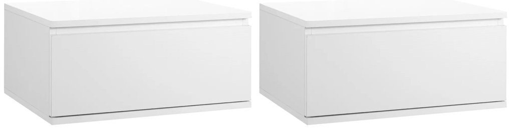 HOMCOM Set 2 Noptiere Suspendate cu Sertar, Design Modern pentru Dormitor și Living, PAL și MDF, Dimensiuni 49x38x23cm, Alb Elegant | Aosom Romania