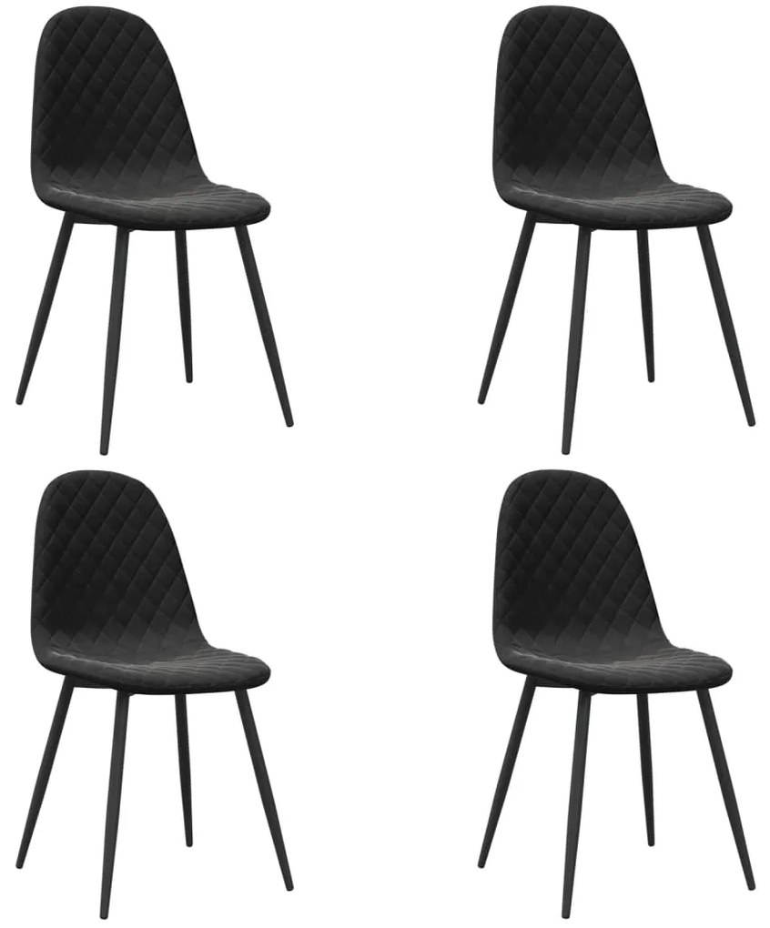 325663 vidaXL Scaune de bucătărie, 4 buc., negru, catifea