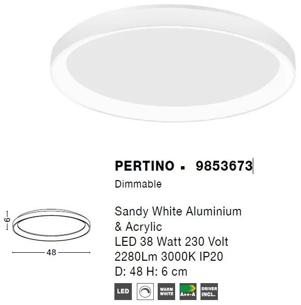 Plafoniera LED moderna design slim 48cm PERTINO alba NVL-9853673