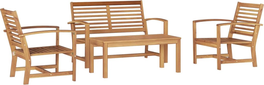 vidaXL Set de canapele pentru grădină 4 pcs natural Lemn solid de tec