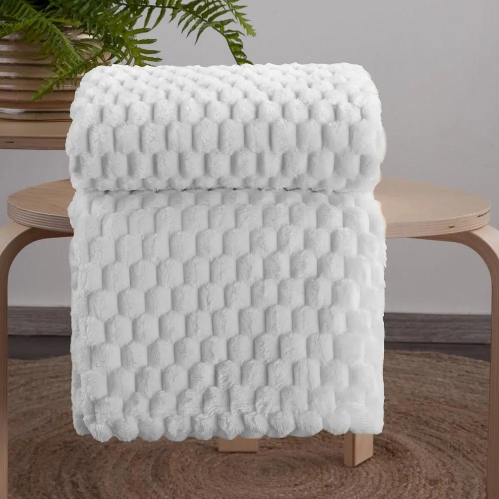Pătură groasă în alb cu un model modern Lăţime: 200 cm | Lungime: 220 cm