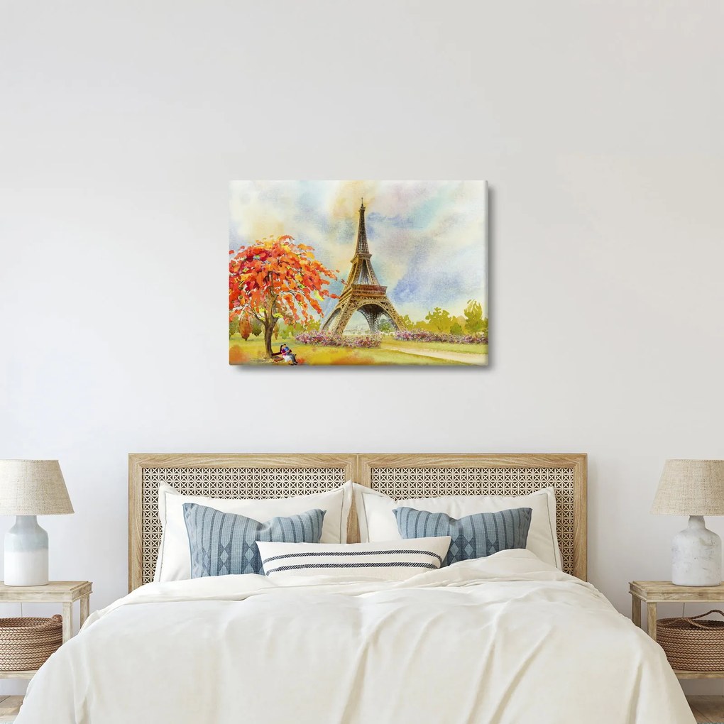 Tablou pictat cu turnul Eiffel (70x50 cm)