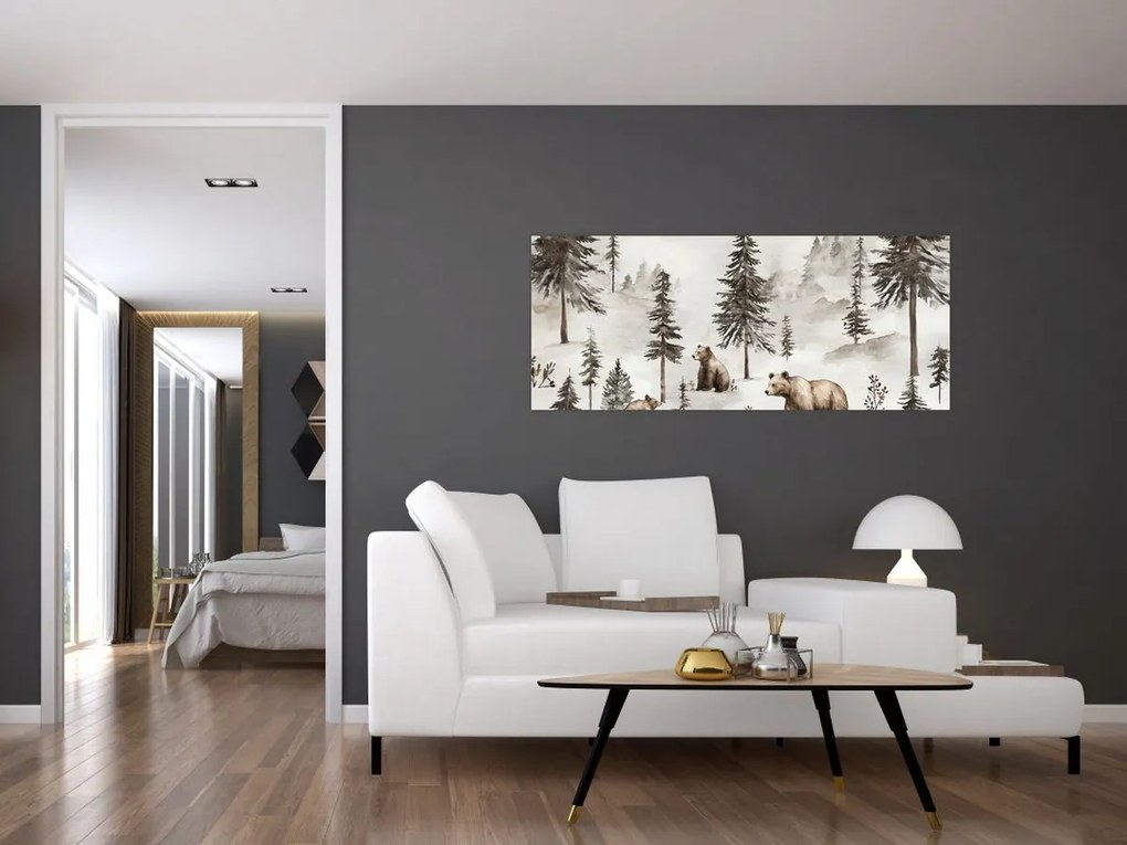 Tablou - Pădure cu Urși (120x50 cm)