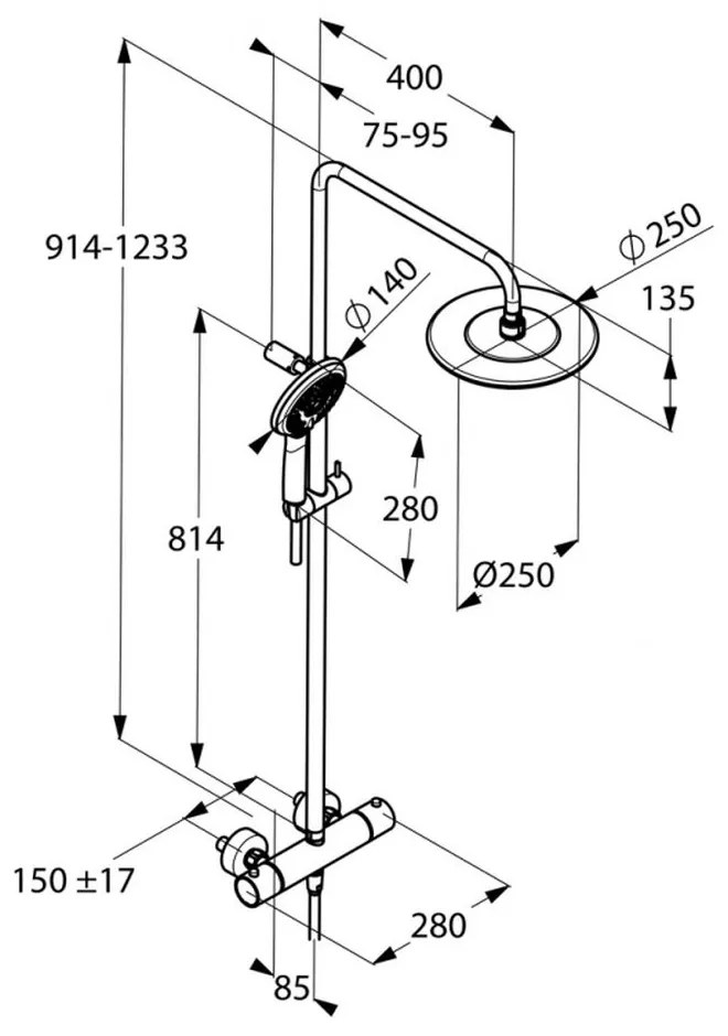 Set de dus Dual Shower System, 25 cm, crom Crom lucios