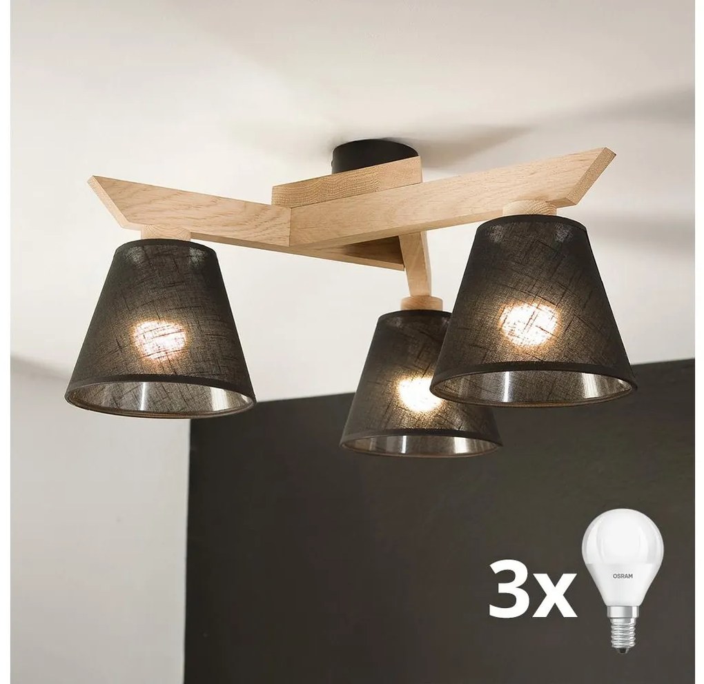 Lustră aplicată Brilagi ANTHONY 3xE14/40W/230V stejar/negru