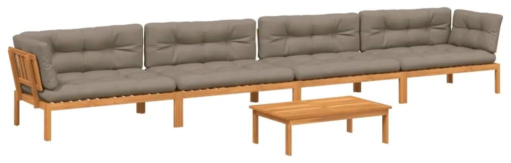 3209509 vidaXL Set canapele de grădină cu perne din paleți 5 piese lemn acacia