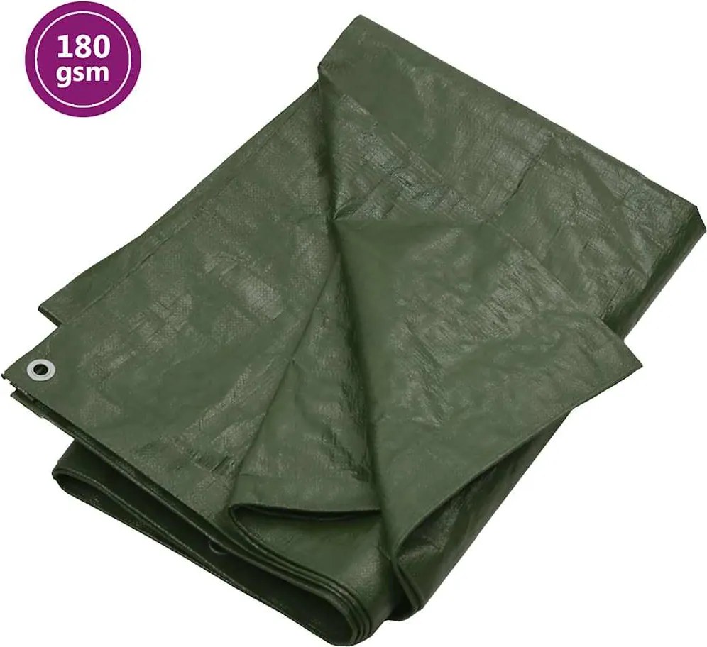 vidaXL Prelată 180 g/m², verde, 8x8 m, HDPE