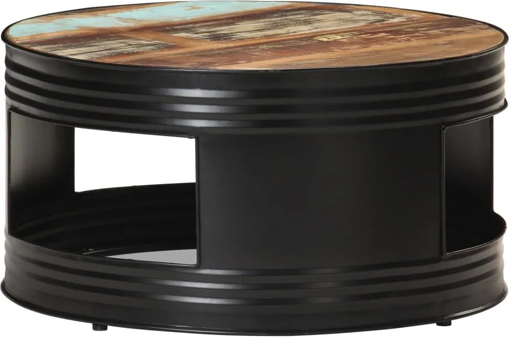 Masuta de cafea, negru, 68 x 68 x 36 cm, lemn masiv reciclat