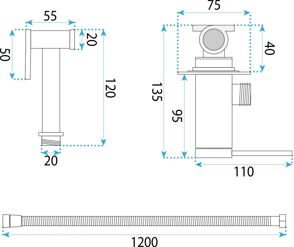 Baterie bideu Foss Clif Brush Nickel