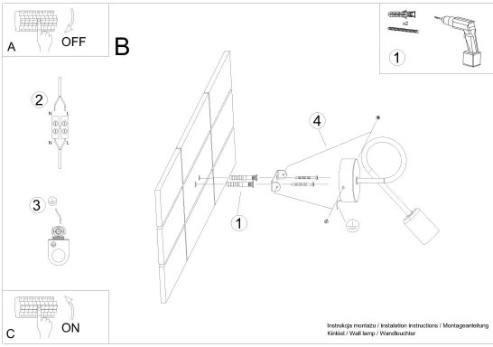 Lampă de perete Sollux SL.1433 LOOP 1xE27/15W/230V negru