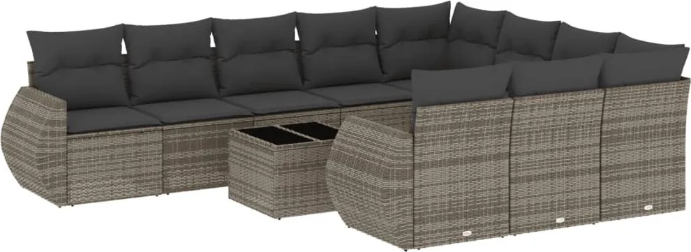 vidaXL Set canapele de grădină cu perne, 11 piese, gri, poliratan
